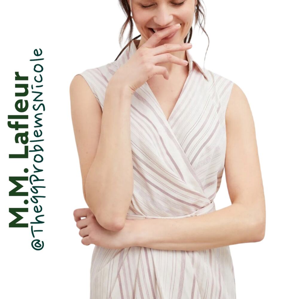MM Lafleur Mickey Twill Striped Sleeveless wrap blouse